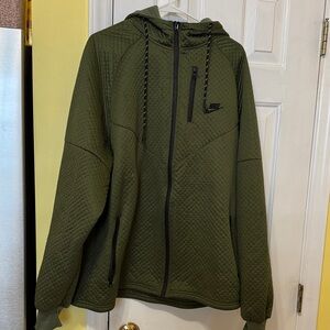 Nike Olive Green Quilted Full‑Zip Hoodie Jacket